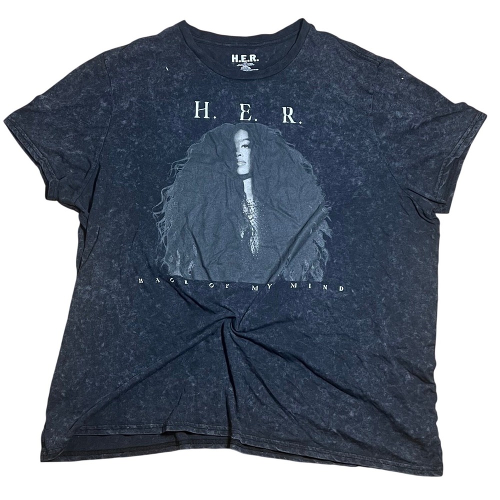 H.E.R. Mens Back of My Mind Album Graphic Tee XL Charcoal Mineral Wash